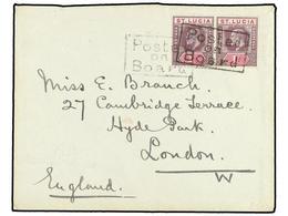 SANTA LUCIA. 1905 (June 3). Cover To LONDON Franked By 1902  1d.  Dull Purple & Carmine Pair Tied By Framed  POSTED/ON/B - Andere & Zonder Classificatie