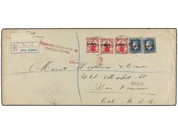 SAMOA. Sg.116 (3), 118 (2). 1917. APIA To USA. Large Commercial Envelope Franked With  1 D.  Red (3) And  2 1/2 D.  Blue - Andere & Zonder Classificatie