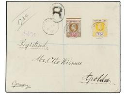 SEYCHELLES. Sg.67, 68. 1912. SEYCHELLES To GERMANY.  45 Cts.  And  75 Cts.  Arrival On Reverse. Rare Hight Value Stamps  - Other & Unclassified