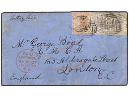 SIERRA LEONA. 1879. Envelope To LONDON, Bearing 1876  1 D.  Rose-red And  1 1/2 D.  Lilac Pair, All Cancelled By Slightl - Other & Unclassified