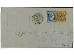 GRECIA. Ed.Vl.17,4. 1861 (18-Dic.). KYPARISIA A SYROS.  10 L.  Naranja Y  20 L.  Azul (Mi. 4,12II). Esta Carta Es La Mas - Other & Unclassified