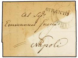 GRECIA: ISLAS JONICAS. 1817. CORFU To NAPOLI. Desinfected Cover With  ISOLE IONIE  Mark And Lineal Black  OTRANTO. - Autres & Non Classés