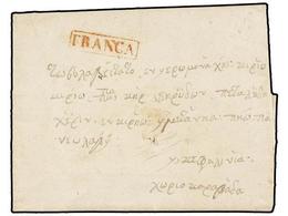 GRECIA: ISLAS JONICAS. 1826 (November 12). ZANTE To CARAVADOS (Livatho, Cephalonia). Entire Letter With Boxed  FRANCA  R - Altri & Non Classificati