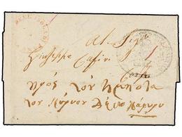 GRECIA. 1828. PAXO To CORFÚ. Entire Letter With Red Circular  POSTA DELL'ISOLA DI PAXO  Mark. Prepaid  1d.  Rate. - Autres & Non Classés