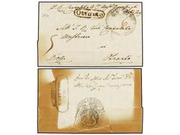 GRECIA: ISLAS JONICAS. 1830. CORFU To OTRANTO. Desinfected Cover, Oval  OFFICIO DELLA POSTE GENERALE/CORFU  And  OTRANTO - Autres & Non Classés