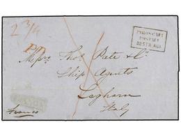 GRECIA: ISLAS JONICAS. 1863. CEPHALONIA To LIVORNO. Prepaid Envelope, Hand Written  '2 3/4',    FRANCO  And  P.D.  Marks - Andere & Zonder Classificatie