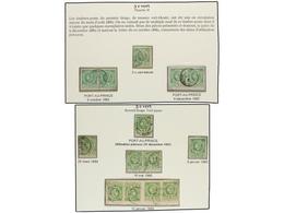 ° HAITI. Sc.10 (14). 1882-83.  5 Cts.  Verde, Pl. II, 1ª Tirada, Sello Y Dos Parejas. Pl. II, 2ª Tirada, 3 Sellos, Parej - Altri & Non Classificati