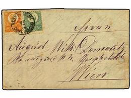 HUNGRIA. 1874 (Dec 24). Entire Letter To VIENNA Franked Engraved 1871  2 Kr.  Orange And  3 Kr.  Green Tied By  ESZEK  C - Andere & Zonder Classificatie