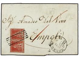 ITALIA ANTIGUOS ESTADOS: TOSCANA. Sa.4. 1855. FIRENZE A EMPOLI.  1 Cr.  Rojo, Pareja Márgenes Completos, Uno Apenas Toca - Sonstige & Ohne Zuordnung