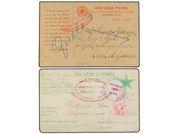 ITALIA. 1915-18. PRISIONEROS DE GUERRA. 2 Tarjetas Postales De La CRUZ ROJA De Prisioneros De Guerra, Diversas Marcas. - Altri & Non Classificati