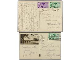 ITALIA. 1934. 'CALCIO'. 2 Tarjetas Postales Circuladas A Checoeslovaquia Con Franqueo De  25 Cts.  Y  25+50 Cts. - Other & Unclassified