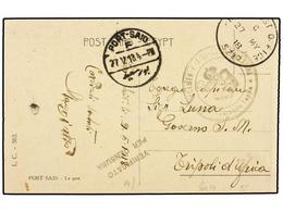 PALESTINA. 1919 (27-5).  DESTACAMENTO ITALIANO DE PALESTINA . PORT SAID A TRIPOLI. Tarjeta Postal Con Marca  DISTACAMENT - Other & Unclassified