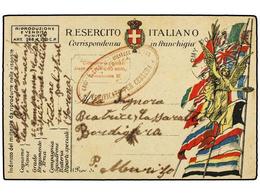 PALESTINA. 1919 (6-Junio).  DESTACAMENTO ITALIANO EN PALESTINA . Tarjeta De Franquicia Militar Circulada Desde SARONA-JA - Other & Unclassified