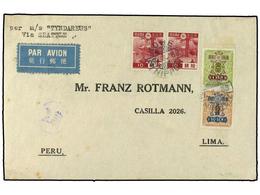 JAPON. 1939. Airmail Envelope To Lima, Peru, Franked  50s. + 1y . Of 1937 And  10s (2) Of  1937-40  Tied By  Kobe  Date  - Sonstige & Ohne Zuordnung