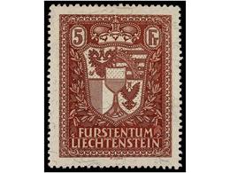 ** LIECHTENSTEIN. Mi.125. 1934.  5 Fr.  Brown. LUXE. Michel.1.000€. - Other & Unclassified