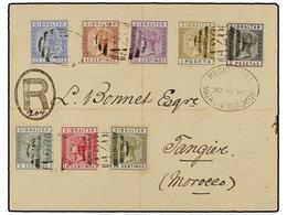 MARRUECOS. Sg.22-24, 26-28, 31, 32. 1898 (May 30). Registered Cover To TANGIER Franked By Spanish Currency Part Set Of E - Sonstige & Ohne Zuordnung