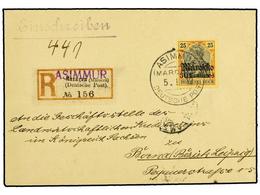 MARRUECOS. 1912 (Jan 5).  ASIMMUR.  Registered Cover To LEIPZIG Franked By Single Gothic  30cs. On 25pf.  Orange-red And - Other & Unclassified