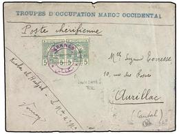 MARRUECOS. 1913. MEKNES A FRANCIA. Circulado Con Sellos Del Correo Local De  5 Cts.  Verde (2), Marca  TROUPES D'OCCUPAT - Andere & Zonder Classificatie