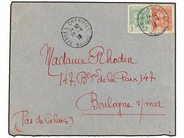 MARRUECOS. 1919. TANGER A FRANCIA. Circulado Con Sellos Del Correo Local  5 Cts.  Verde Y  10 Cts.  Rojo, Al Dorso Llega - Autres & Non Classés