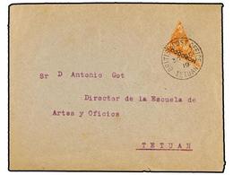 MARRUECOS INGLES. Sg.132. 1919. TETUAN Local Cover Send With Bisected Stamp Of  20 Cts.  Orange. RARE. - Autres & Non Classés