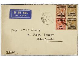 MARRUECOS INGLES. 1935. MARRAKESCH To EDIMBURGH.  AIR MAIL  Cover  10 Cts., 15 Cts.  And  1,50 Fr.  (2), Transit Of Pari - Sonstige & Ohne Zuordnung