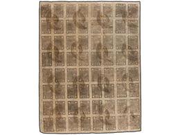 ° NEPAL. Mi.13Bb + 13Bbk. 1925-26.  1/2 Anna  Black Setting 12. Complete Sheet Of 60 (8x8). Inverted Cliches Pos. 1, 6,  - Sonstige & Ohne Zuordnung