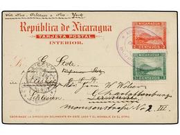 NICARAGUA. Sc.123. 1901. RAMA A ALEMANIA. Entero Postal De  2 Ctvos.  Rosa Con Franqueo Adicional De  3 Ctvos.  Verde, M - Altri & Non Classificati