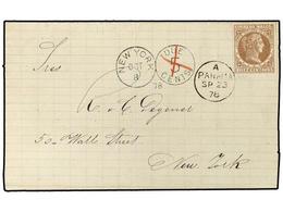 PANAMA. 1878 (Sept 15). Cover From Palmira To New York Franked By Colombia 1876-80 Imperforate  10c . Pale Brown Tied By - Autres & Non Classés