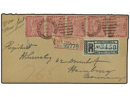 PANAMA. 1900 (March 27). Registered Cover To Germany Via New York Franked By Vertical Strip Of Five 1892  2c . Rose Tied - Altri & Non Classificati