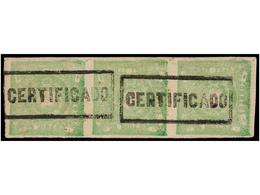 ° PERU. Sc.14 (3). 1868.  1 Dinero  Verde, Tira De Tres, Mat.  CERTIFICADO.  MAGNÍFICO. - Altri & Non Classificati