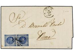 PERU. Sc.9 (2). 1862. CUZCO A PUNO.  1 Dinero  Azul, Pareja. Mat.   Círculo De Puntos  CUZCO. - Other & Unclassified