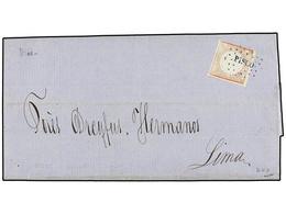 PERU. Sc.12. 1865. PISCO A LIMA.  1 Dinero  Rosa, Mat. Círculo De Puntos  PISCO  En Azul. MAGNÍFICA. - Andere & Zonder Classificatie