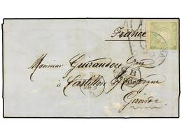 PERU. 1871 (24 Febrero). TACNA A FRANCIA. Carta Completa Con Texto Franqueada Con Sello De  1 Dinero  Verde, Mat.  TACNA - Autres & Non Classés