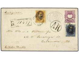 PERU. Yv.83, 87. 1894. LIMA A U.S.A. Entero Postal De  20 Cts.  Lila, Habilitada Para 1886 Con Franqueo Adicional De  1  - Autres & Non Classés