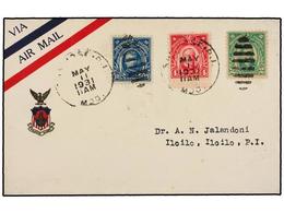 FILIPINAS. 1931 (11 Mayo).  AIR MAIL.  SAN JOSE A ILO ILO.  2 Ctvos. ,  4 Cts.  Y  10 Cts.  Vuelo Especial, Al Dorso Mar - Altri & Non Classificati