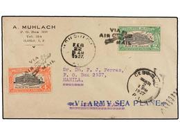 FILIPINAS. 1927 (22 Febrero).  AIR MAIL.  ILO ILO-CEBU-MANILA.  2 Ctvos  Y  4 Ctvos. , Vuelo Especial, Al Dorso Marca Ov - Autres & Non Classés