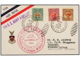 FILIPINAS. 1931 (19 Noviembre).  AIR MAIL.  SOTSENBURG A CALAPAN.  2 Cts, 6 Cts.  Y  8 Ctvos.  Vuelo Especial, Marca  VI - Autres & Non Classés