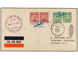 FILIPINAS. 1931 (12 Mayo).  AIR MAIL.  ILO ILO A ZAMBOANGA.  2 Ctvos.  (2),  6 Ctvos  (2), Vuelo Especial, Marca  VIA U. - Autres & Non Classés