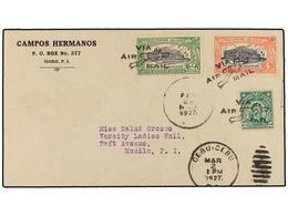 FILIPINAS. 1927 (22 Febrero).  AIR MAIL.  ILO ILO A KEBU A MANILA.  2 Ctvos.  (2),  4 Ctvos.  Vuelo Especial, Marca Al D - Autres & Non Classés