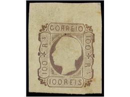 * PORTUGAL. Af.18. 1862.  100 Reis  Lila, Márgenes Excepcionales, Falta Una De Las Perlas Del Círculo Oval. Cert. INEXFI - Altri & Non Classificati