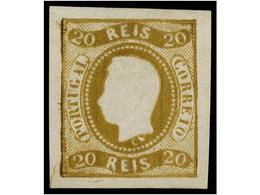 (*) PORTUGAL. Af.21. 1866.  20 Reis  Oliva Sin Goma. MAGNÍFICO EJEMPLAR. Cert. INEXFIP. Cat. 300€. - Other & Unclassified