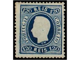* PORTUGAL. Af.34. 1867.  120 Reis  Azul. Color Y Centraje Excepcional. LUJO. Afinsa.472€. - Andere & Zonder Classificatie