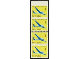 ** PORTUGAL. Af.854. 1959.  1 Esc.  Azul Y Amarillo. Pareja Vertical Sello Superior  SIN DENTAR.  MAGNIFICO Y MUY RARO. - Other & Unclassified