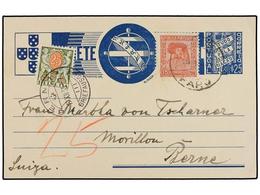 PORTUGAL. 1935. FARO A BERNA (Suiza). Entero Postal De  25 Cts.  Con Franqueo Adicional De  15 Ctvos.  Tasado A La Llega - Altri & Non Classificati