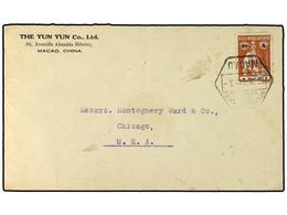 MACAO. 1932. Envelope To Chicago Franked  20A  Ceres Tied By Datestamp.  Hong Kong  Transit Cds On Reverse. - Autres & Non Classés