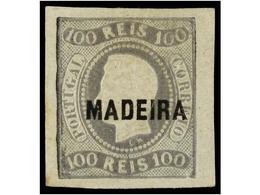 * PORTUGAL: MADEIRA. Af.4. 1868.  100 Reis  Lila Gris. Magnífico Ejemplar, Goma Ligeramente Tonalizada. Cert. NFDP. Afin - Andere & Zonder Classificatie