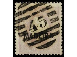 ° PORTUGAL: MADEIRA. Af.24.  240 Reis  Lila, Papel Liso, Dent. 12 1/2 Mat. Numeral  45  De FUNCHAL. MAGNÍFICO Y MUY RARO - Autres & Non Classés