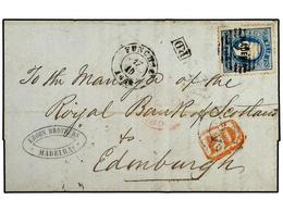 PORTUGAL: MADEIRA. 1868 (Oct 17). Entire Letter To Edinburgh Franked By 1868  120r  Blue Tied By 45 Numeral Cancellation - Andere & Zonder Classificatie