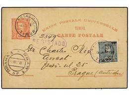 TIMOR. 1913.  4a.  Red On Buff Postal Stationery Card, Registered Example To PRAGUE Up-rated With 1905  10a. On 12a.  Du - Other & Unclassified