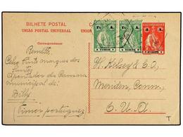 TIMOR. 1928. Postal Stationery Of  4 A.  With Two Stamps Of  1 1/2 A.  To USA. - Other & Unclassified